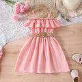 Girls Pink Off Shoulder Fit & Flare Dress Casual Dresses Pink 1-2 Y