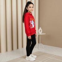 Girls Red Best Friend Graphics Hooded Sweatshirt Sweatshirts & Hoodies