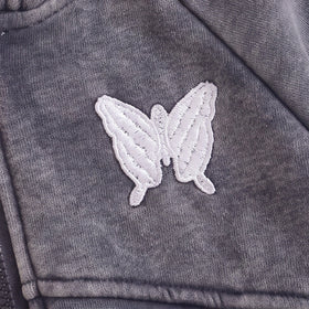 Girls Grey Fleece Butterfly Applique Jacket & Pants Co-ord Sets Sets