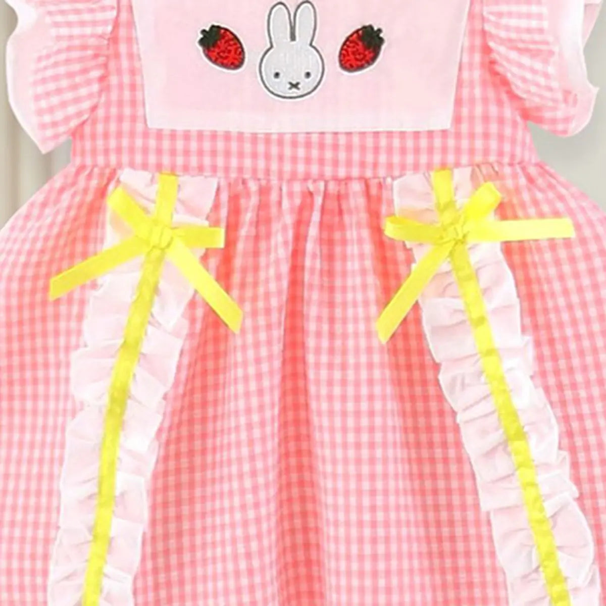Girls Light Pink Checked Short Sleeve Fit & Flare Dress Casual Dresses