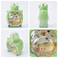 Kids Mint Green Bear Cartoon Straw Water Bottle Trending Accessories