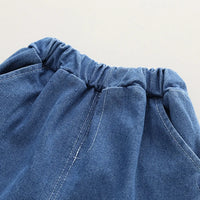 Boys Blue Half Zipper Denim Jacket With Jogger Co-ord Sets Sets