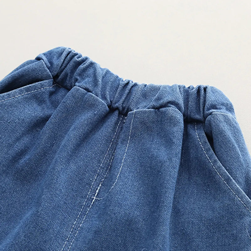 Boys Blue Half Zipper Denim Jacket With Jogger Co-ord Sets Sets
