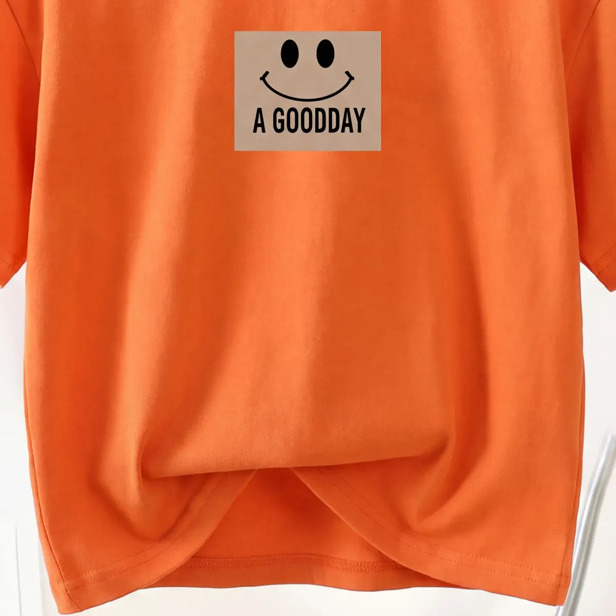 Boys Orange Short Sleeve Good Day Typography Printed T-Shirt Tshirts