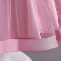 Girls Pink Embroidered Sleeveless Layered Party Dress With Bow Party Dresses
