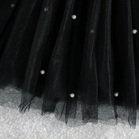 Girls Black Rose Embellished Sleeveless Fit & Flare Dress With Shrug Casual Dresses
