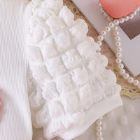 Girls White Heart Applique Puff Sleeve Top With Bow Applique Skirt Sets 2 pc. Sets