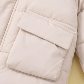 Boys Beige Fur Hooded Puffer Jacket Coats & Jackets