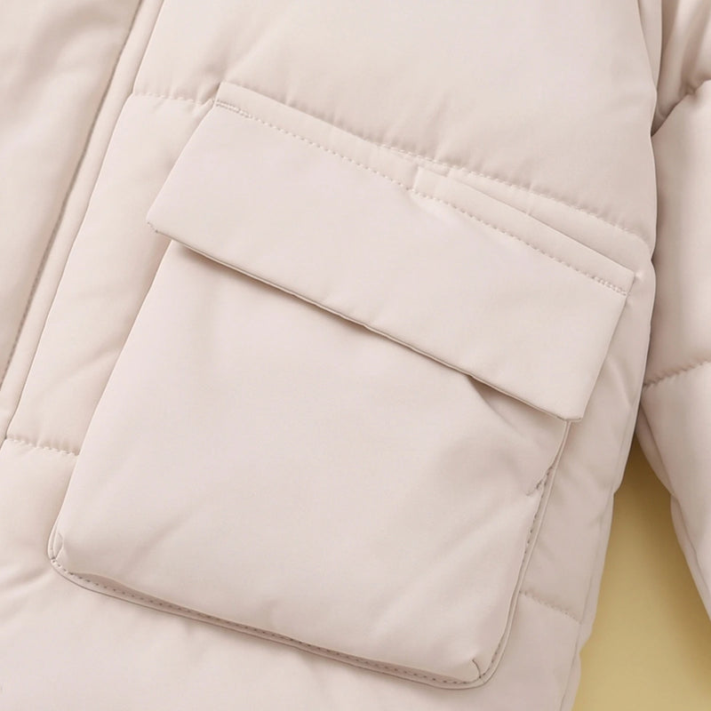 Boys Beige Fur Hooded Puffer Jacket Coats & Jackets
