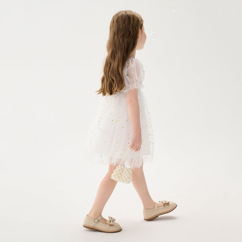 Girls Star Foil Printed Fit & Flare Dress Casual Dresses   