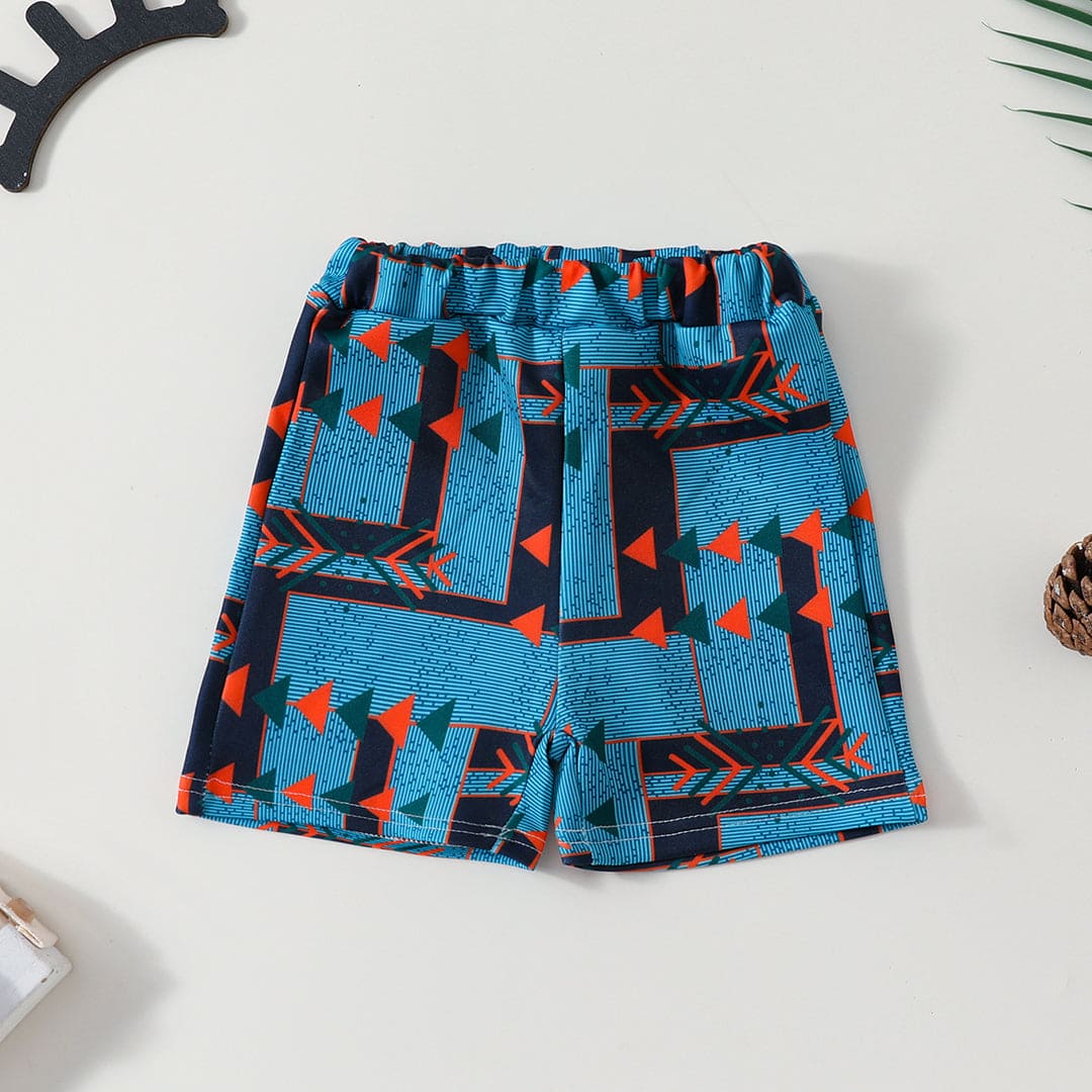 Boys Short Sleeve T-Shirt With Printed Shorts Set Sets   