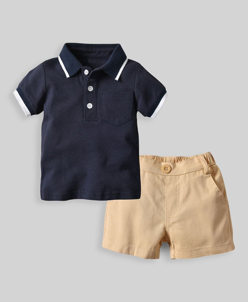 Boys Dark Blue Casual Wear T-Shirt & Shorts Clothing Sets