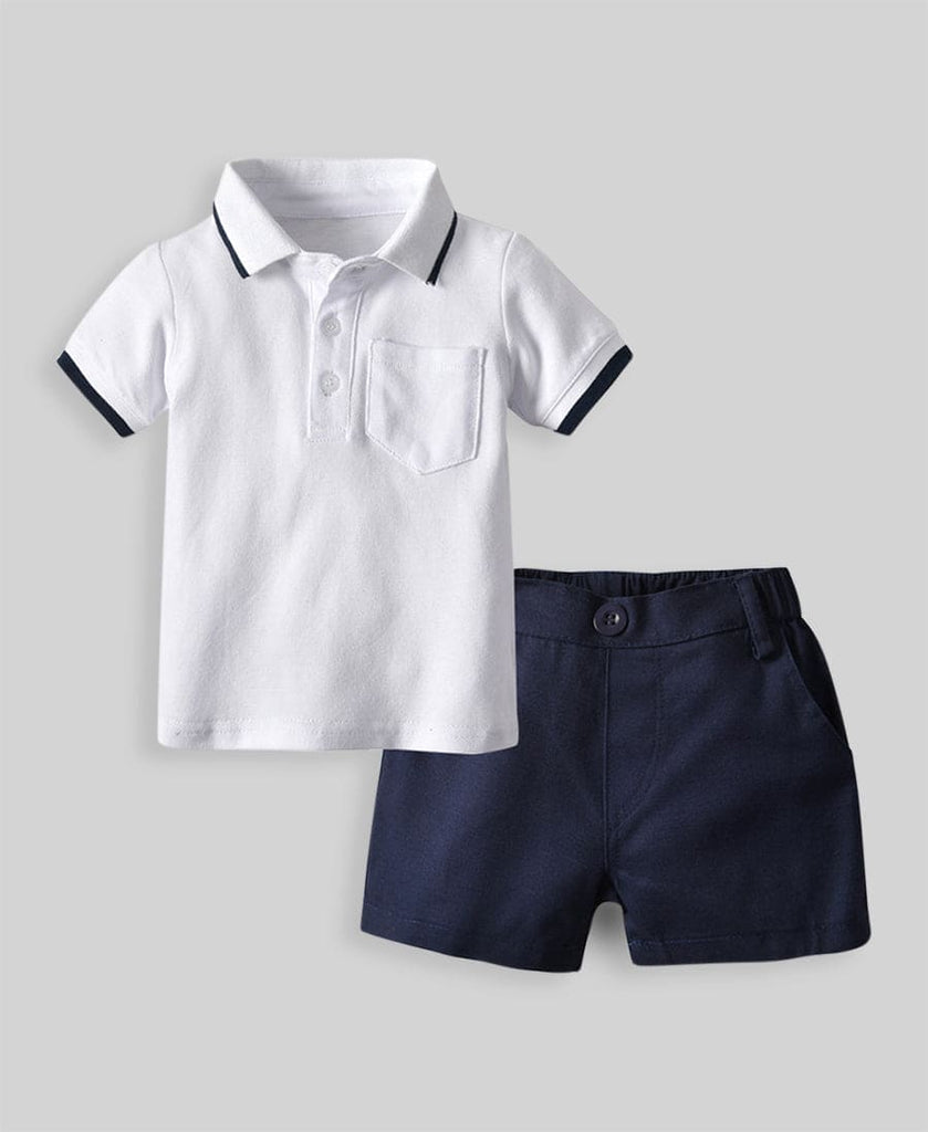 Boys White Casual Wear T-Shirt & Shorts Clothing Sets