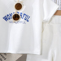 Boys White Wonderful Typography Short Sleeve T-Shirt With Shorts Sets 2 pc. Sets