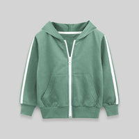 Boys Green Long Sleeves Solid Hooded Sweatshirt Sweatshirts & Hoodies   