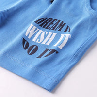 Boys Blue Graphic Short Sleeves T-Shirt With Drawstring Shorts Sets Sets