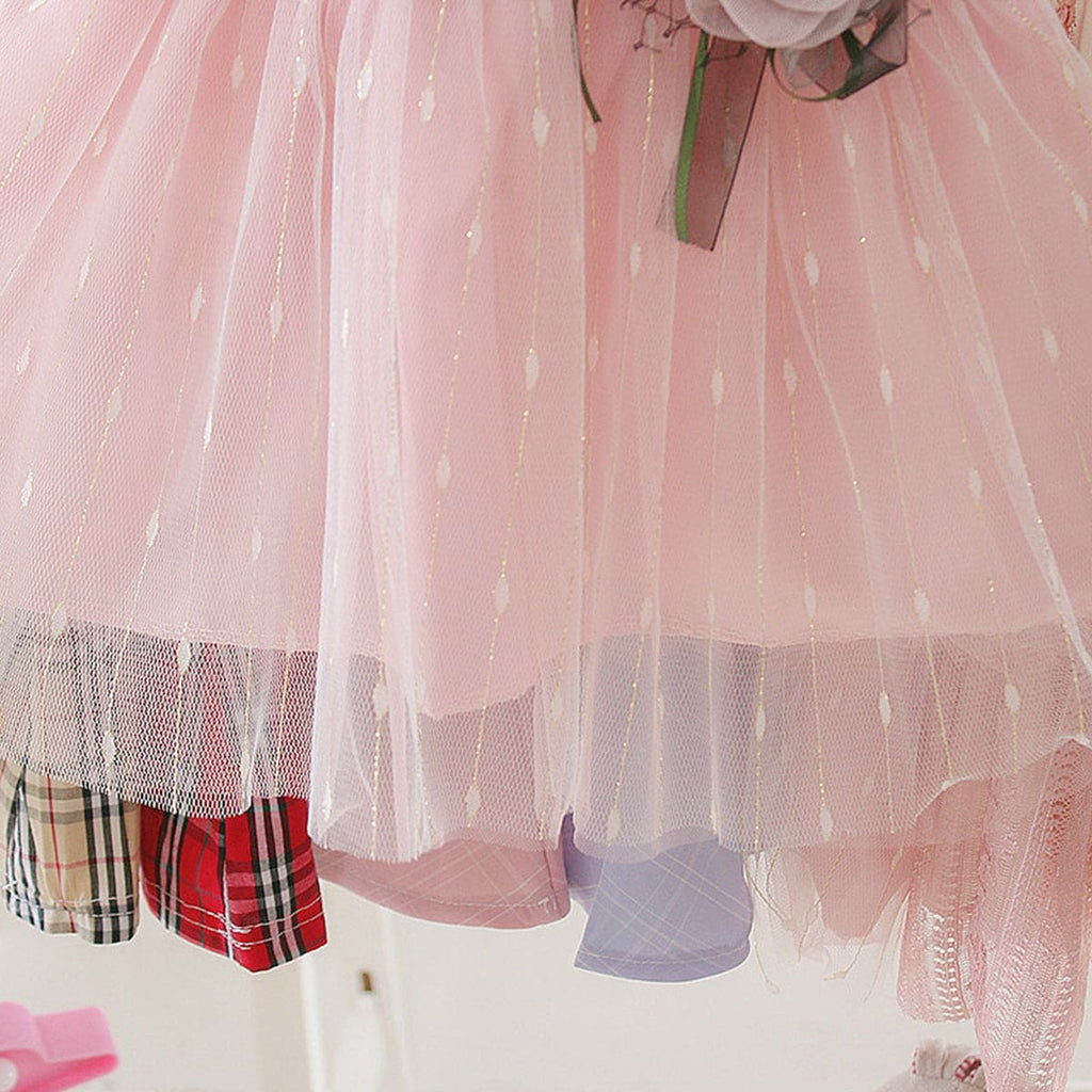 Girls Dress with Flower Applique Casual Dresses   