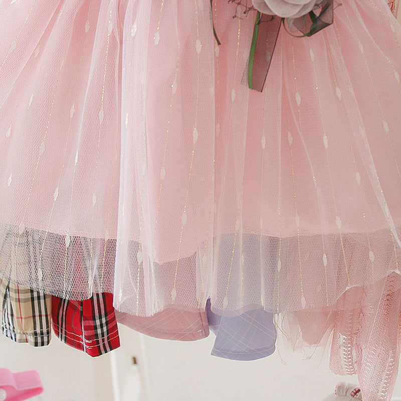 Girls Dress with Flower Applique Casual Dresses   
