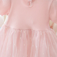 Girls Dress with Flower Applique Casual Dresses   