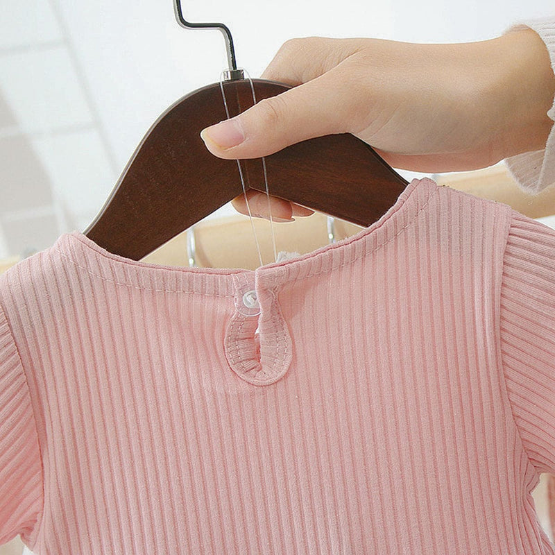 Girls Dress with Flower Applique Casual Dresses   