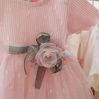 Girls Dress with Flower Applique Casual Dresses   