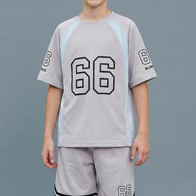 Boys Light Grey Graphic Print Short Sleeve T-Shirt With Shorts Sets 2 pc. Sets