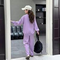 Girls Purple Hi Printed Winter Sweatshirt With Pants Set 2 pc. Sets
