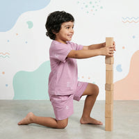 Boys Lilac Sun Printed Short Sleeve T-Shirt With Elasticated Shorts Sets Sets
