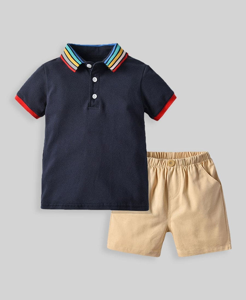 Boys Navy Casual Wear T-Shirt & Shorts Clothing Sets