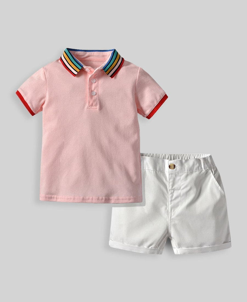 Boys Pink Casual Wear T-Shirt & Shorts Clothing Sets