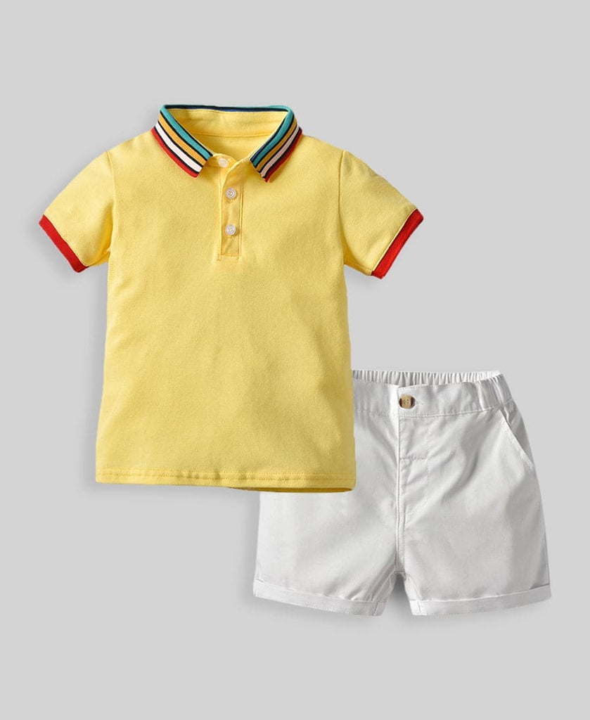 Boys Yellow Casual Wear T-Shirt & Shorts Clothing Sets
