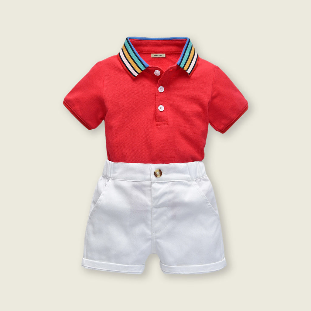 Boys Red Casual Wear T-Shirt & Shorts Clothing Sets Sets Style 8 1-2 Y 