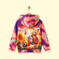 Girls Multicolor Ladybug Print Long Sleeve Hoodie Sweatshirts & Hoodies