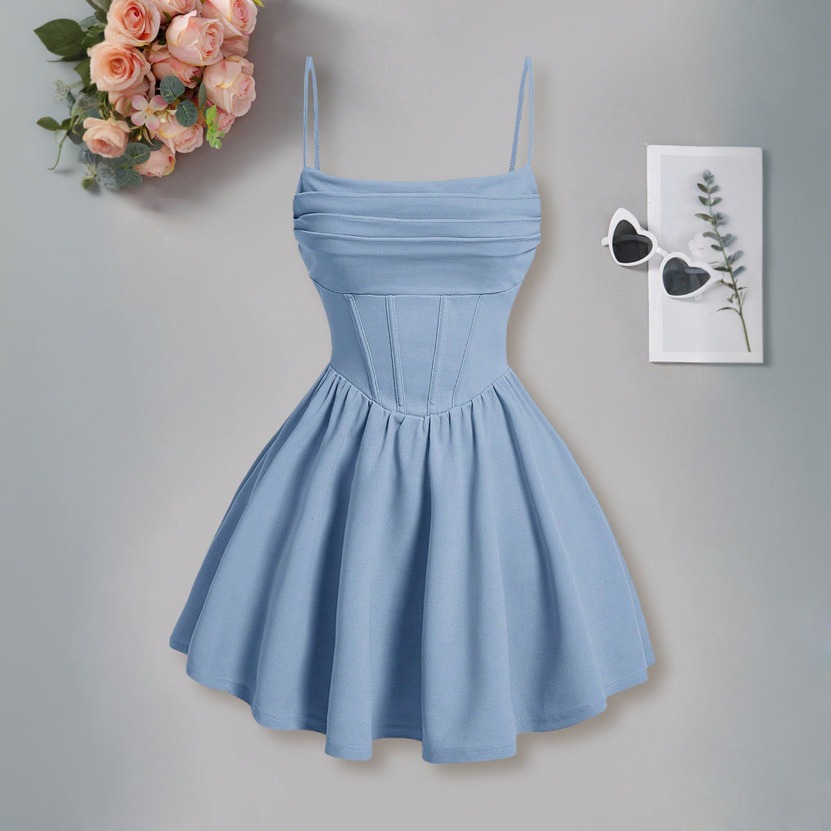 Girls Blue Spaghetti Strap Cami Casual Dress Casual Dresses Blue 7-8 Y