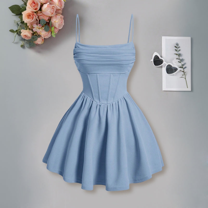 Girls Blue Spaghetti Strap Cami Casual Dress Casual Dresses Blue 7-8 Y
