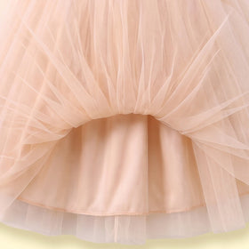 Girls Khaki Embellished One - Shoulder Flared Gown Party Dresses