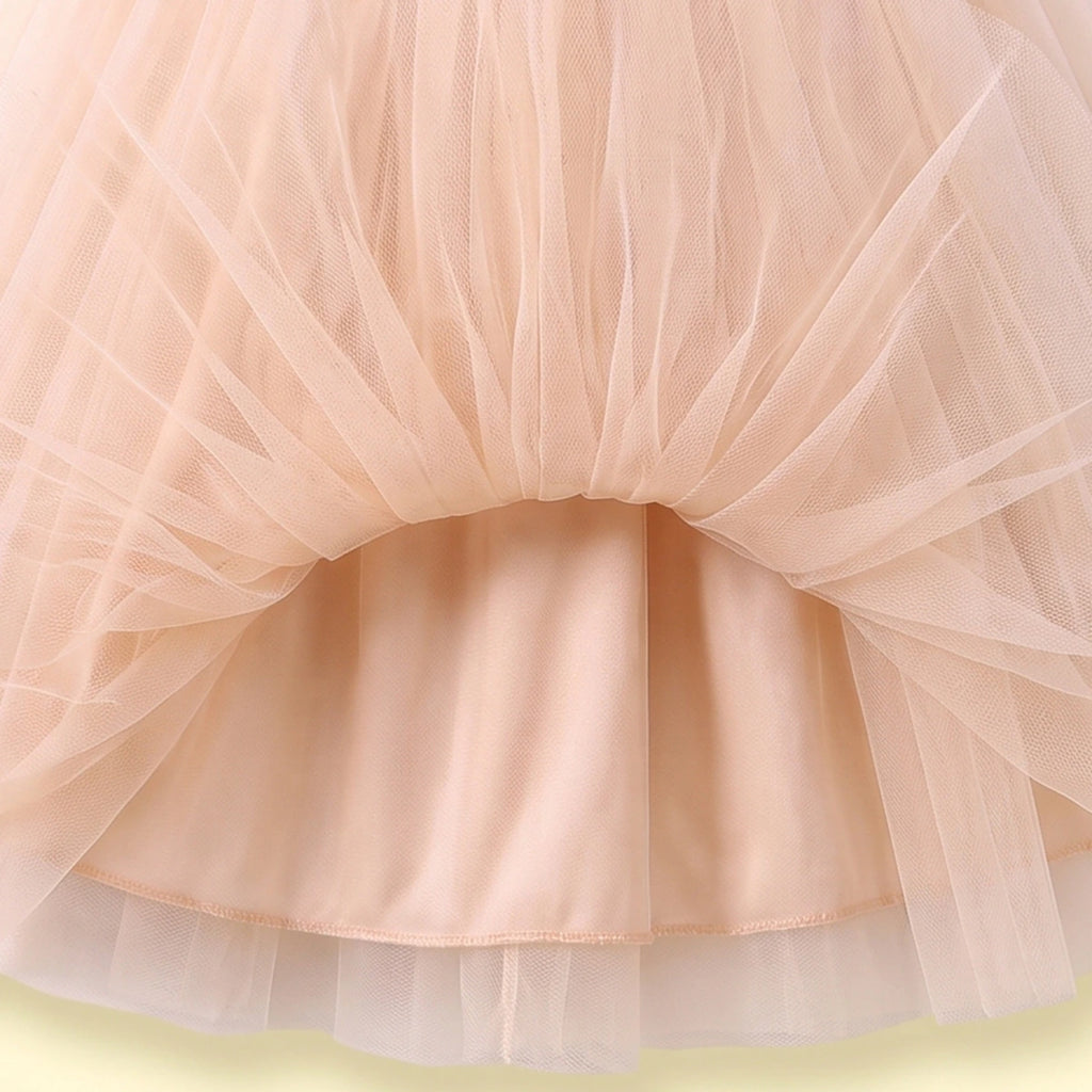 Girls Khaki Embellished One - Shoulder Flared Gown Party Dresses