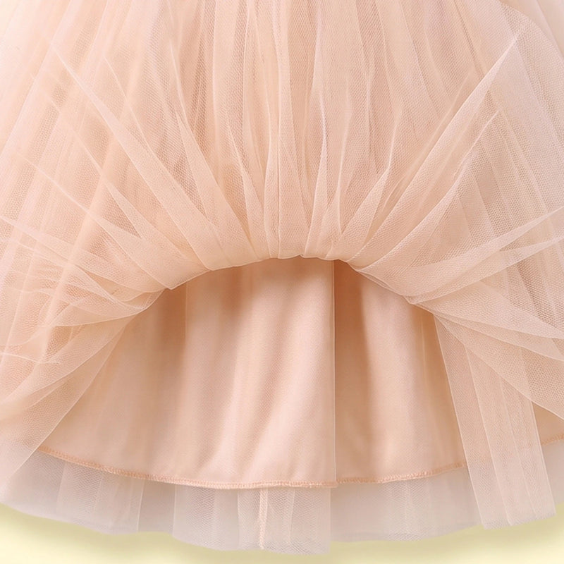 Girls Khaki Embellished One - Shoulder Flared Gown Party Dresses