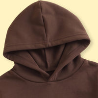 Girls Brown Solid Long Sleeve Hooded Sweatshirt & Pants Sets 2 pc. Sets