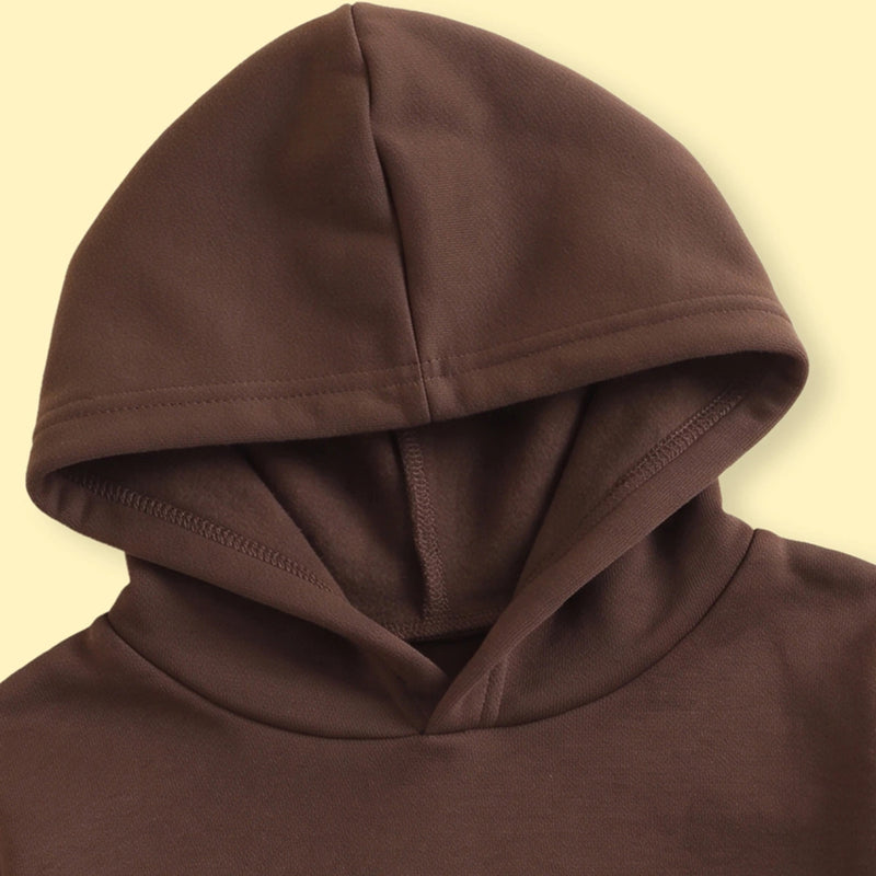 Girls Brown Solid Long Sleeve Hooded Sweatshirt & Pants Sets 2 pc. Sets