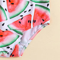Girls Pink Watermelon Printed One Shoulder Top With Briefs Swimwear Sets Sets