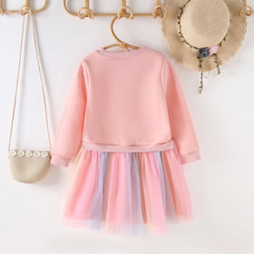 Girls Pink Floral Embroidered Fit & Flare Dress Casual Dresses