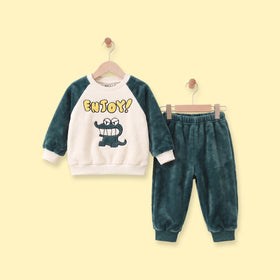 Boys Green Crocodile Applique Sweatshirt With Pants Sets 2 pc. Sets Green 1-2 Y
