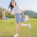 Girls Rabbit Graphic T-Shirt With Shorts Set 2 pc. Sets Light Blue 5-6 Y 