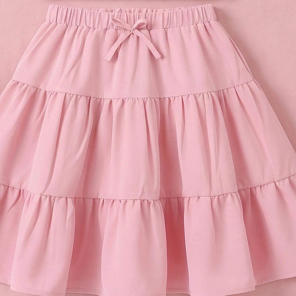 Girls White Bow Printed Top With Tiered Skirt Sets 2 pc. Sets