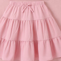 Girls White Bow Printed Top With Tiered Skirt Sets 2 pc. Sets