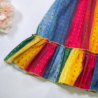 Girls Multicolor Striped Sleeveless A-line Dress Casual Dresses