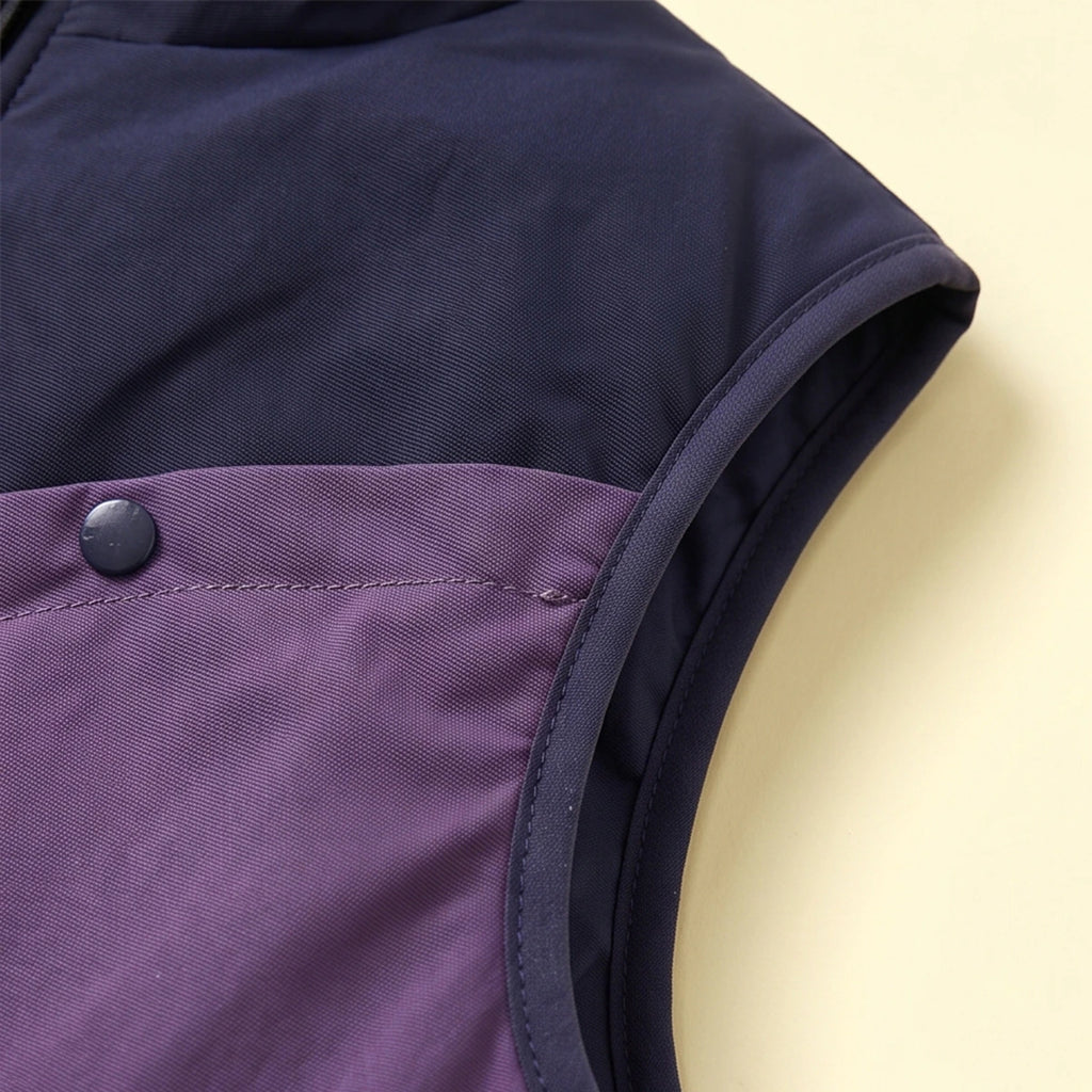 Boys Navy Blue Colorblocked Sleeveless Jacket Coats & Jackets