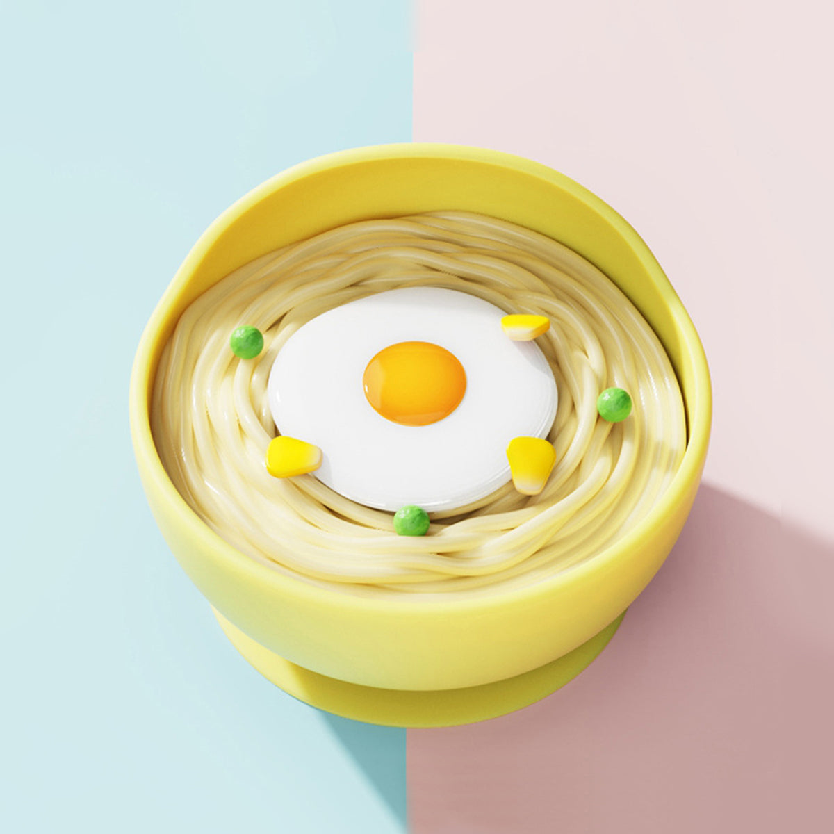 Baby Yellow Ramen Noodle Shaped Silicone Bowl Trending Accessories Yellow Onesize