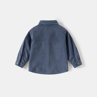 Boys Blue Corduroy Long Sleeves Shirts Shirts